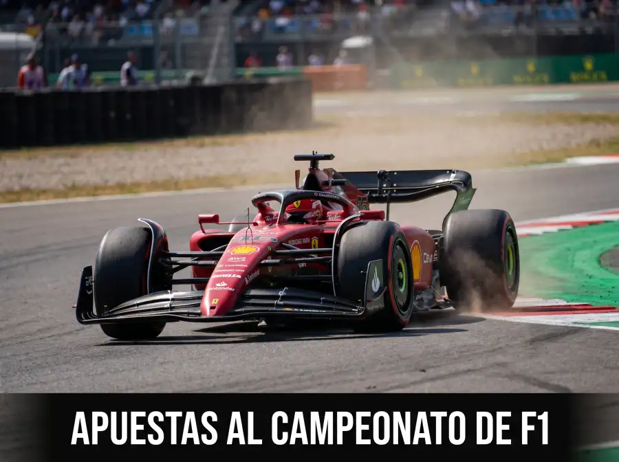 Monoplaza de Fórmula 1 en pista durante la temporada 2026, con superposición de cuotas de apuestas